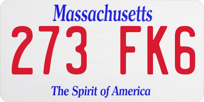 MA license plate 273FK6