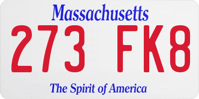 MA license plate 273FK8