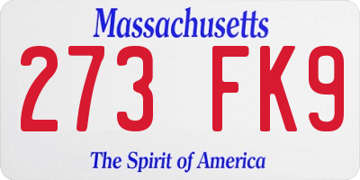 MA license plate 273FK9