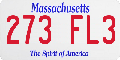 MA license plate 273FL3