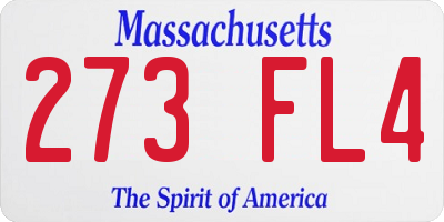 MA license plate 273FL4