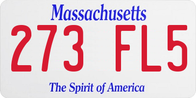 MA license plate 273FL5