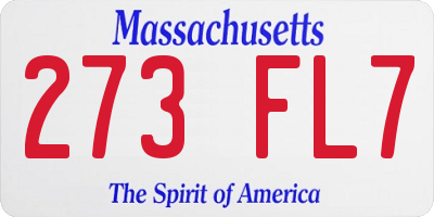 MA license plate 273FL7