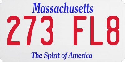 MA license plate 273FL8