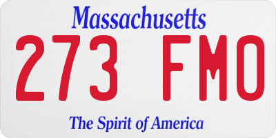 MA license plate 273FM0