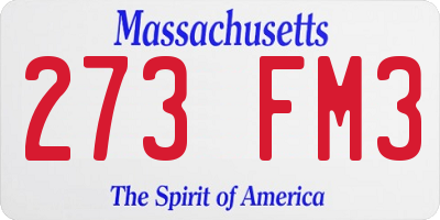 MA license plate 273FM3