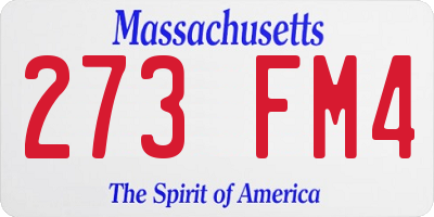 MA license plate 273FM4