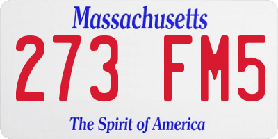 MA license plate 273FM5