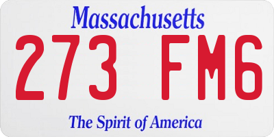 MA license plate 273FM6