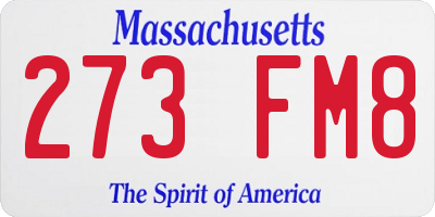 MA license plate 273FM8