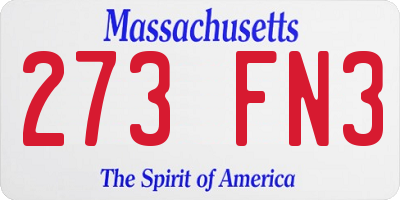 MA license plate 273FN3