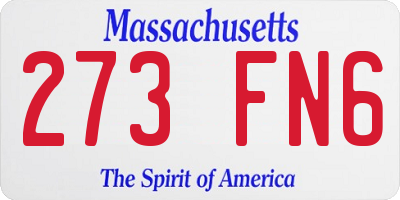 MA license plate 273FN6