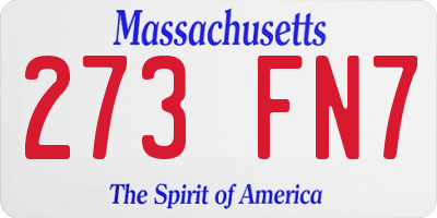 MA license plate 273FN7