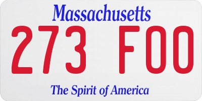MA license plate 273FO0