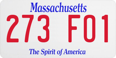 MA license plate 273FO1