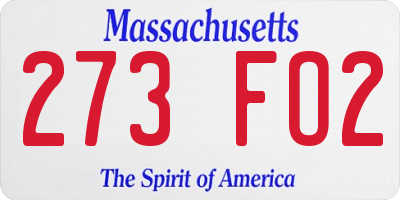 MA license plate 273FO2