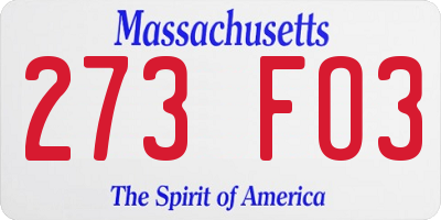 MA license plate 273FO3