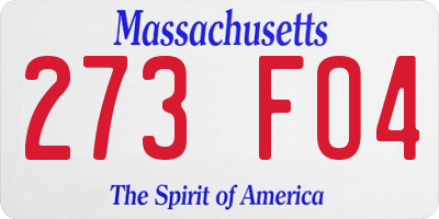 MA license plate 273FO4