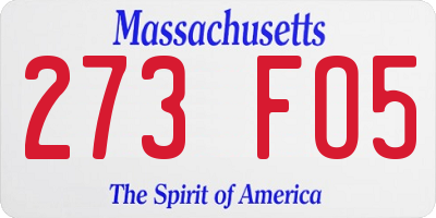 MA license plate 273FO5