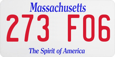 MA license plate 273FO6