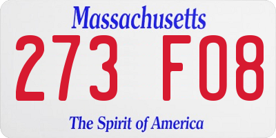 MA license plate 273FO8