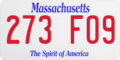 MA license plate 273FO9