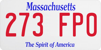 MA license plate 273FP0
