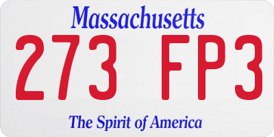 MA license plate 273FP3