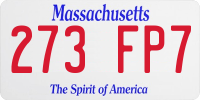 MA license plate 273FP7
