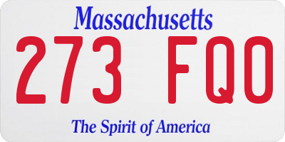 MA license plate 273FQ0