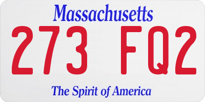 MA license plate 273FQ2