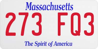 MA license plate 273FQ3