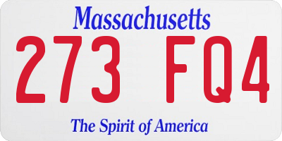 MA license plate 273FQ4