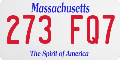 MA license plate 273FQ7