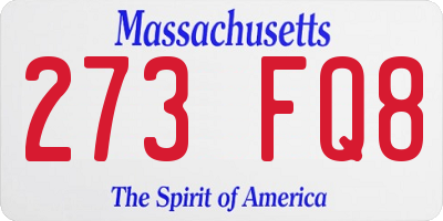 MA license plate 273FQ8