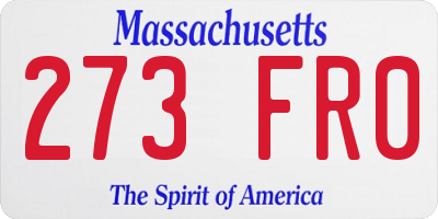 MA license plate 273FR0