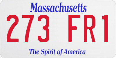MA license plate 273FR1