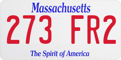 MA license plate 273FR2