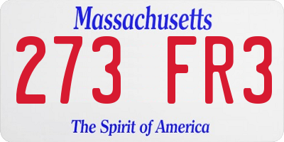 MA license plate 273FR3