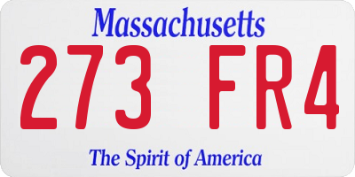 MA license plate 273FR4