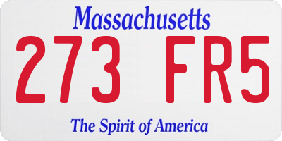 MA license plate 273FR5