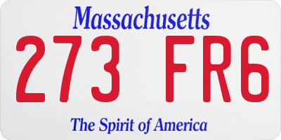MA license plate 273FR6