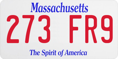 MA license plate 273FR9