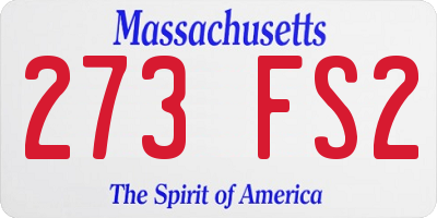 MA license plate 273FS2