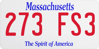 MA license plate 273FS3