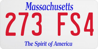 MA license plate 273FS4