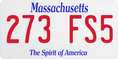 MA license plate 273FS5