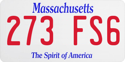 MA license plate 273FS6