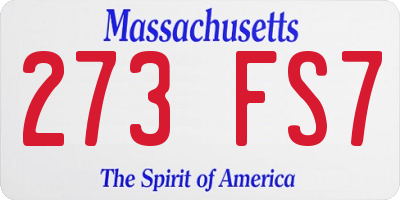 MA license plate 273FS7