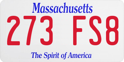 MA license plate 273FS8